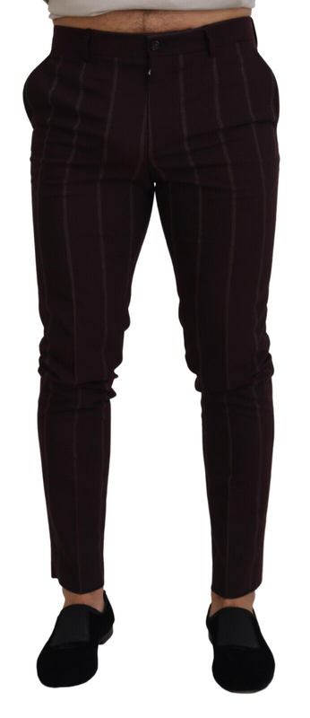 Brown striped men trousers cotton pants-null