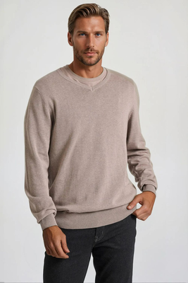Funkybuddha knitwear v-neck, Cigar, medium