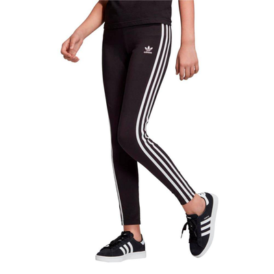 Girls 3-stripes leggings, Black / White, medium