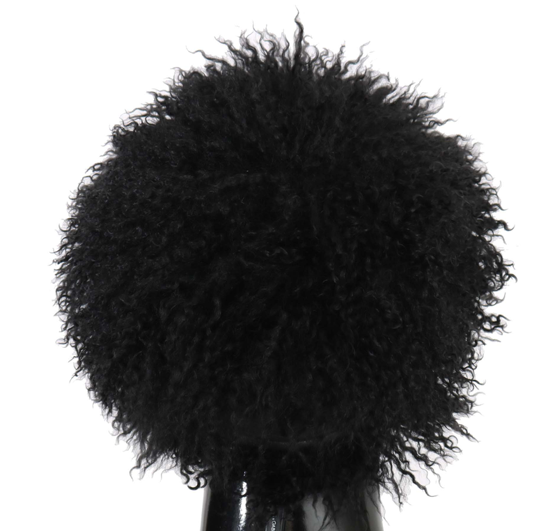 Black tibet lamb fur leather gatsby hat-null
