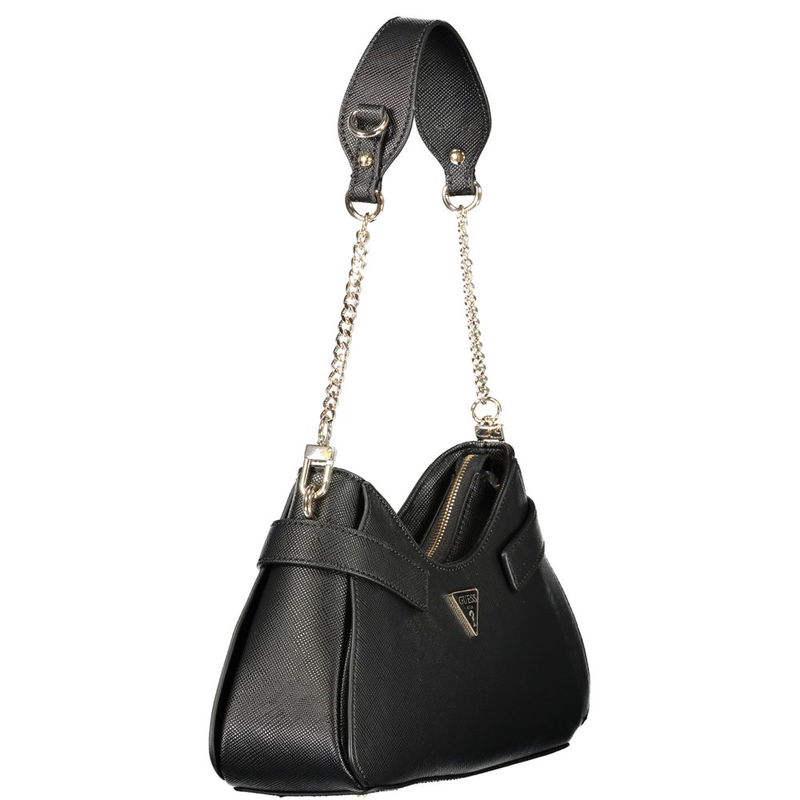 Black polyurethane women's handbag-null
