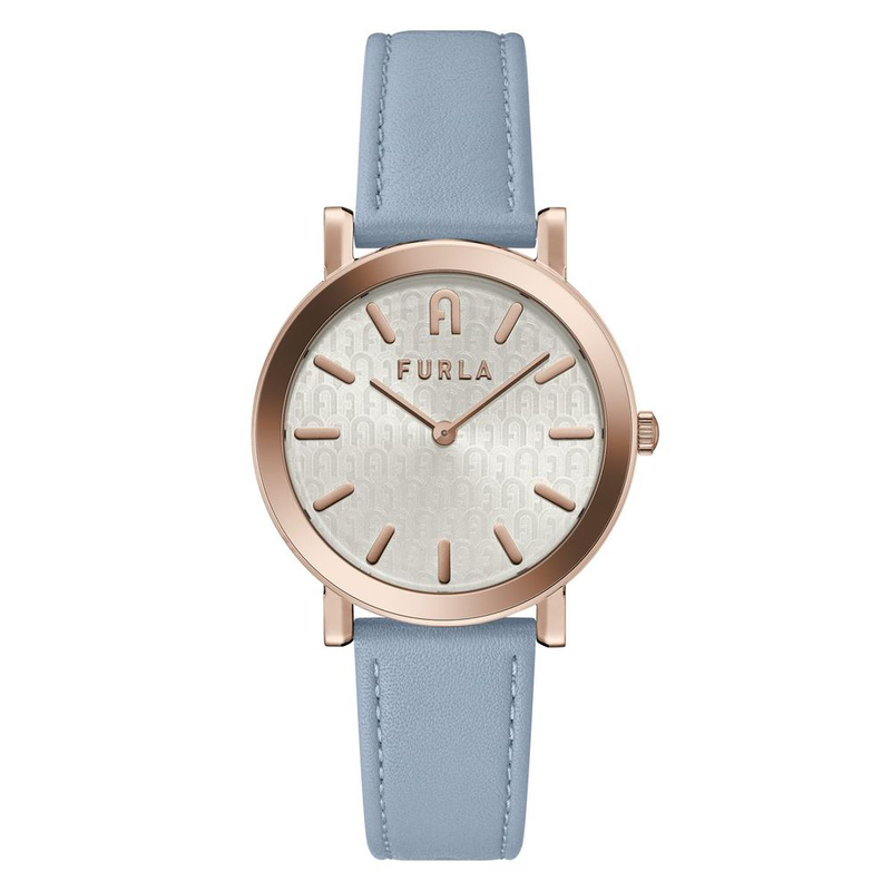 Blue leather dress watch-null