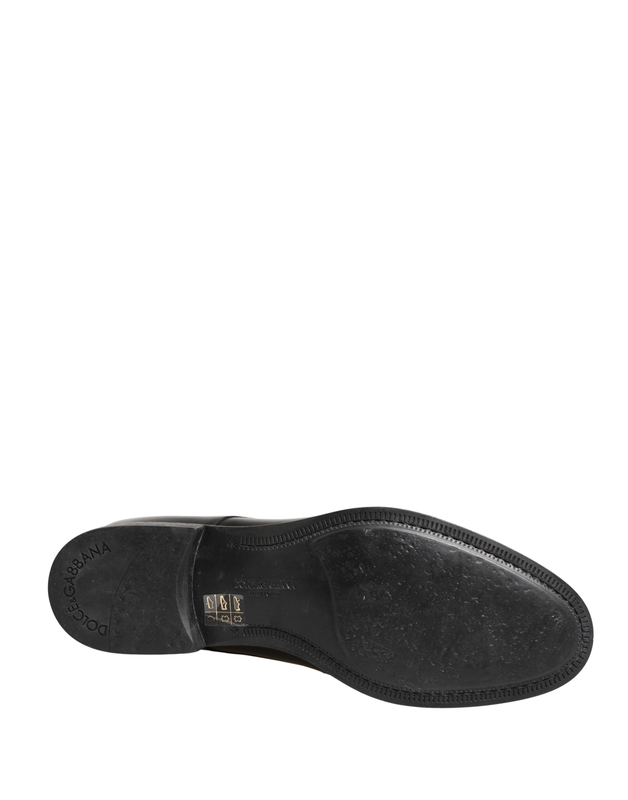 Black calfskin leather derby men dress shoes-null