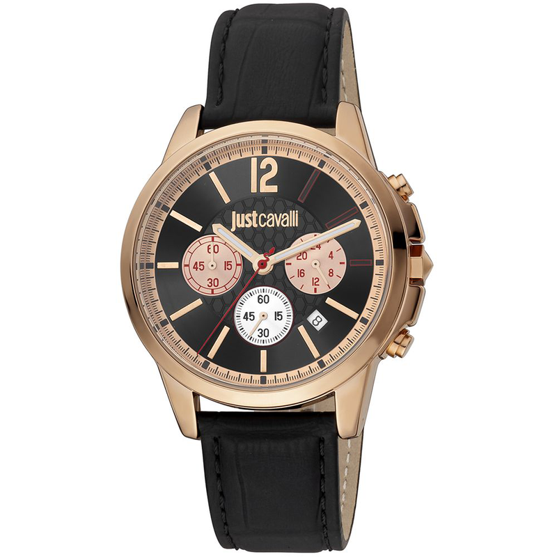 Black leather dress watch-null