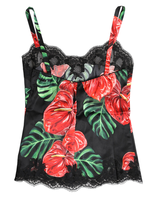 Multicolor floral silk tank lingerie underwear-null