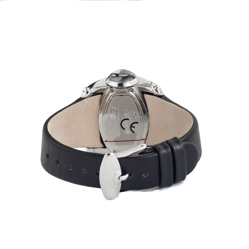 Black leather dress watch-null