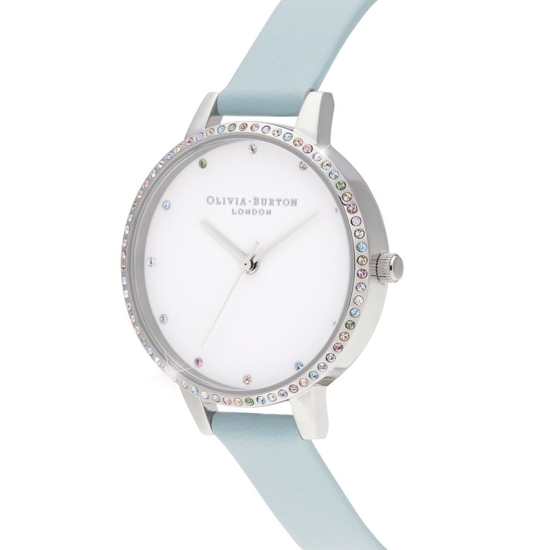 Blue artificial leather dress watch-null