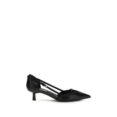 Black goatskin high heel pumps, Black, medium
