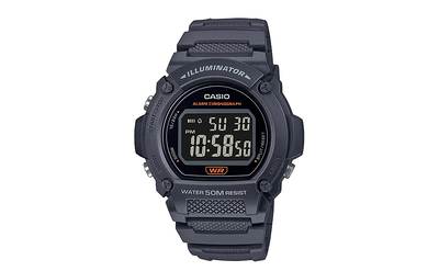 Casio watch chronograph digital black w-219h-8bv, Black, medium