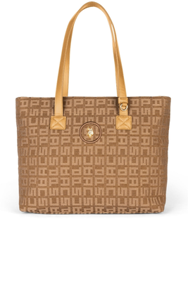 Bag jacquard shopping, Brown, medium