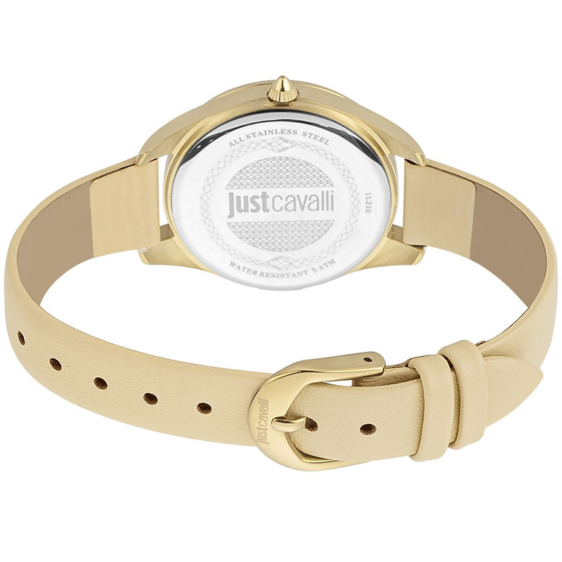 Beige leather dress watch-null