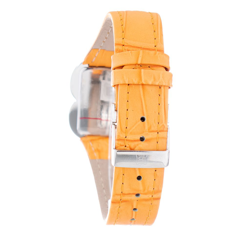 Orange leather dress watch-null