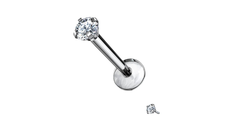 Surgical steel labret zircon silver-null