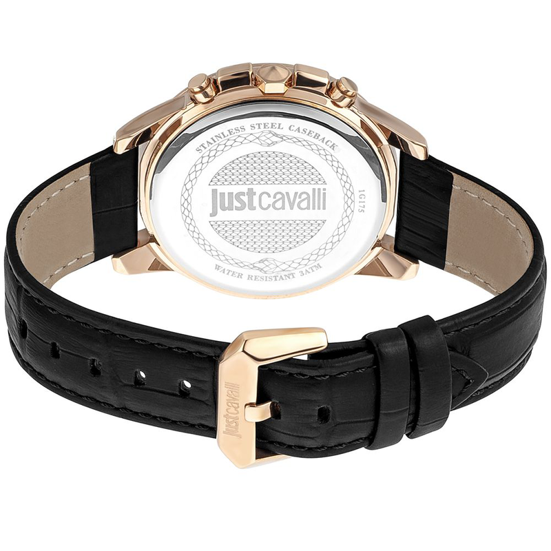 Black leather dress watch-null