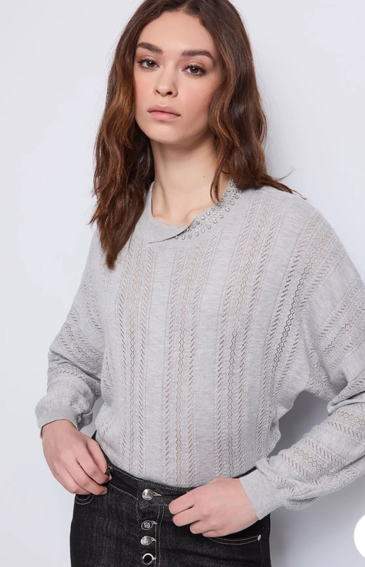Product image: Gaudi women's grey sweater in yarn with rhinestones 521bd53049-null