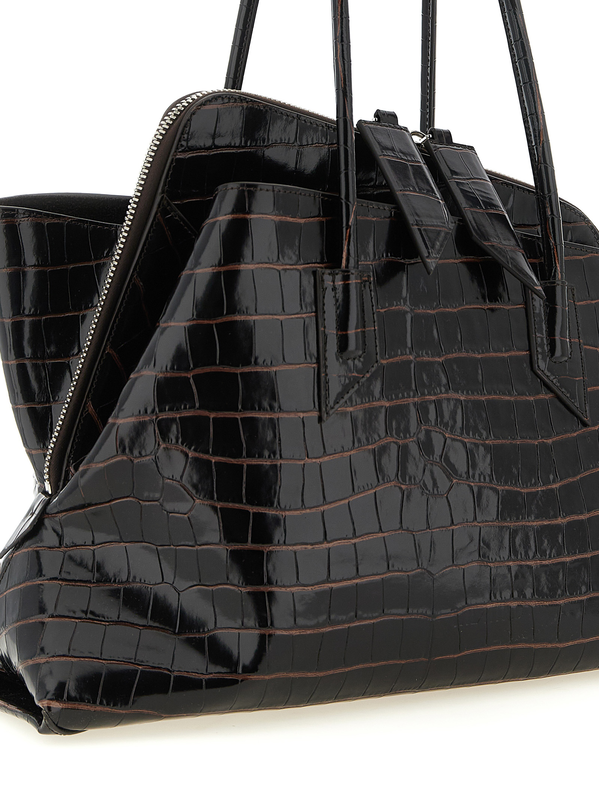 Brown bovine leather shoulder bag-null