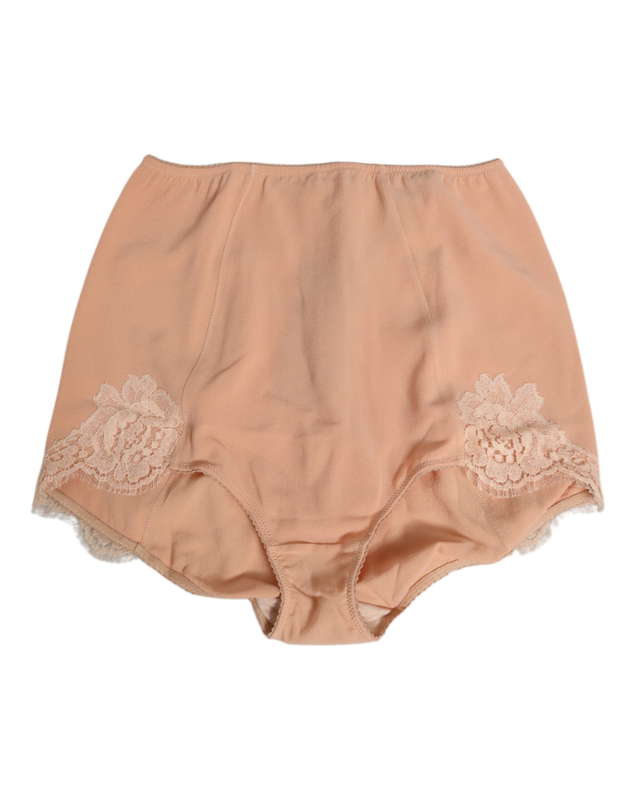 Beige silk stretch high waist girdle underwear-null