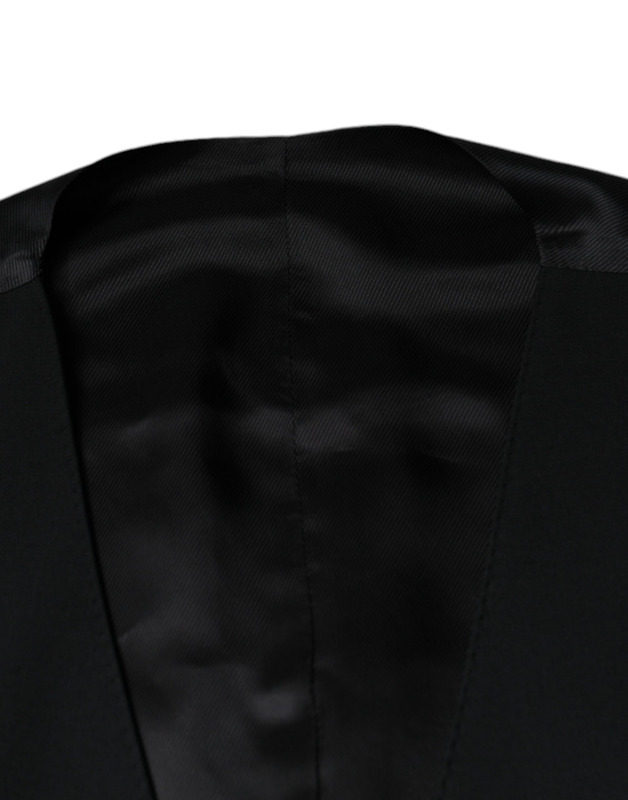 Black wool formal dress men waistcoat vest-null