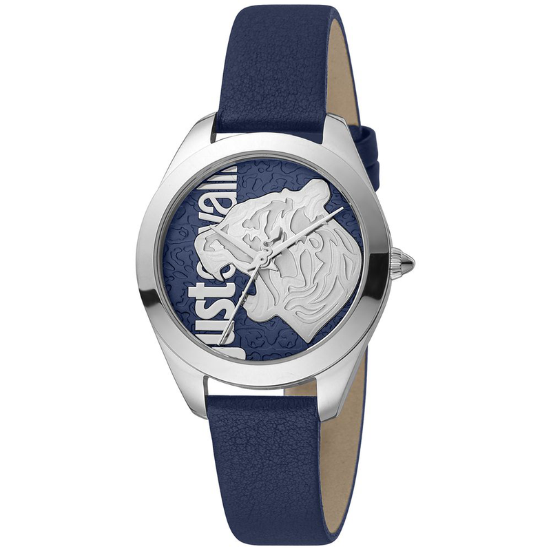 Blue leather dress watch-null
