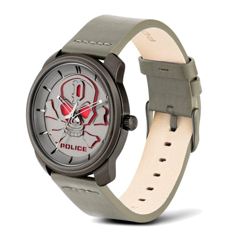 Gray leather dress watch-null