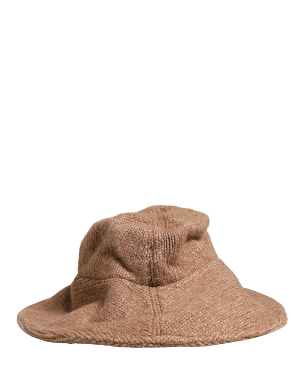 Brown llama wool women knitted capello hat-null