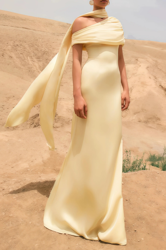 One shoulder satin dress-null