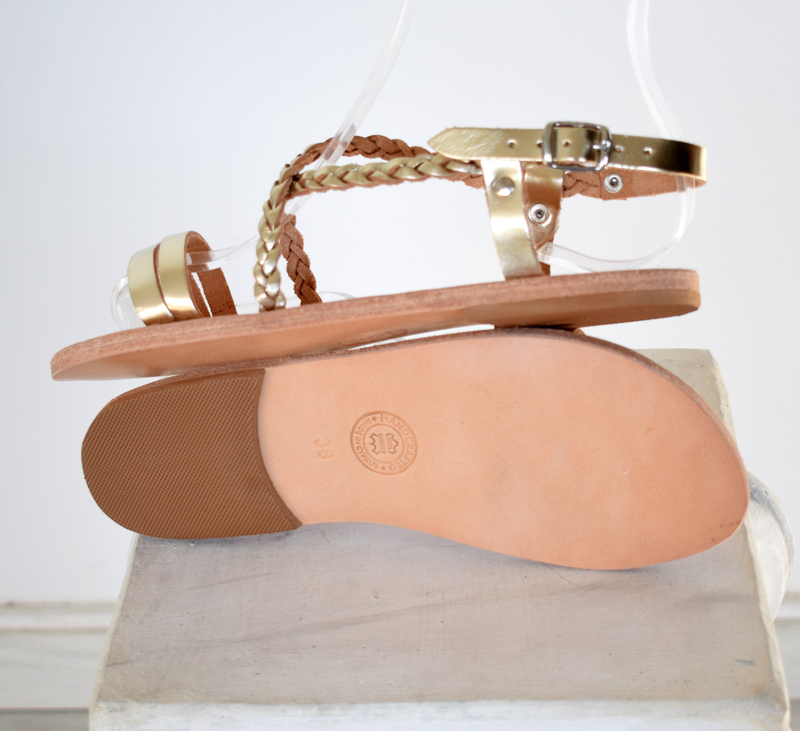 Ancient greek leather sandals, braid sandals, strappy sandals, flat sandals image number null