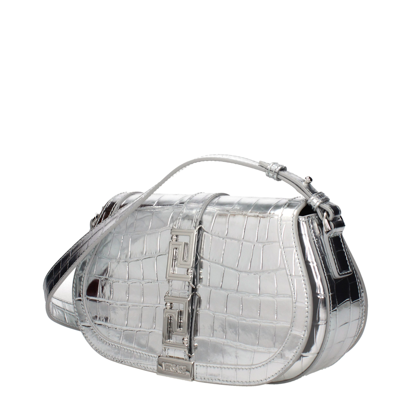Gray leather shoulder bag-null