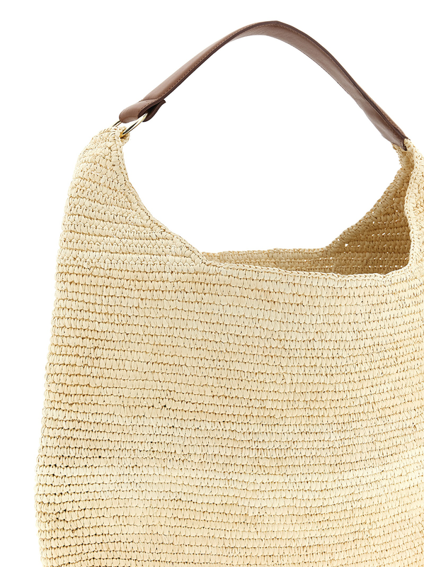 Brown raffia shoulder bag-null