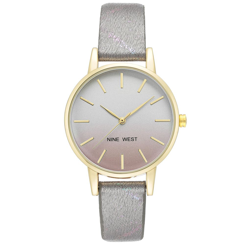Gray leather dress watch-null