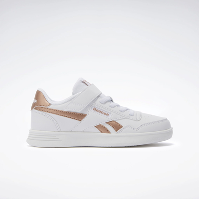 Reebok girl's court advance elastic & top strap, White, medium
