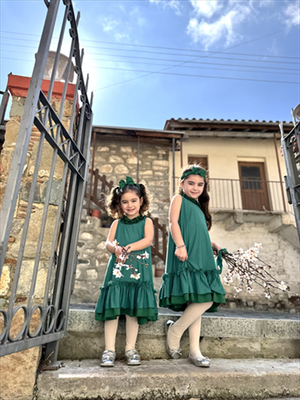 Kids dress, Green Gliter, medium