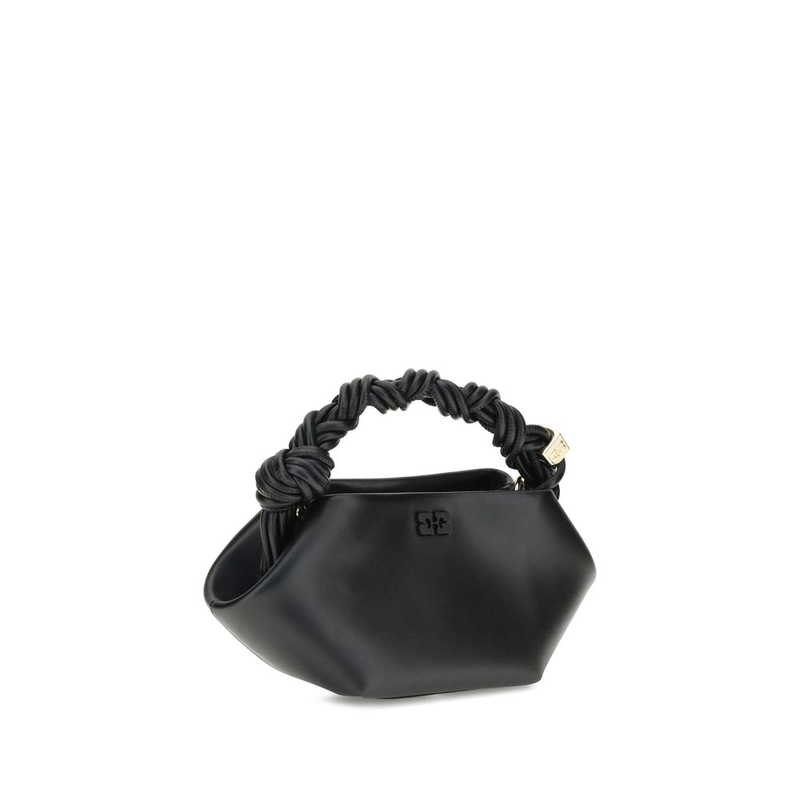 Black recycled leather shoulder bag-null