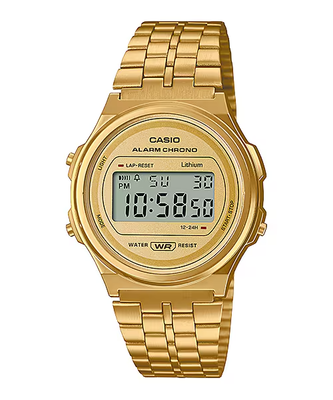Casio unisex-adults digital quartz watch with stainless steel strap a171weg-9aef, Gold, medium