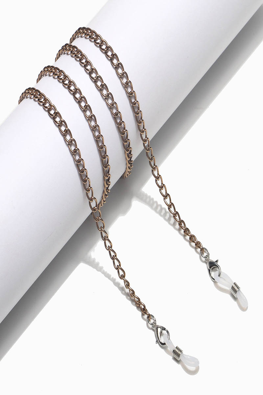 Mettalic sunglasses chain rose gold image number null