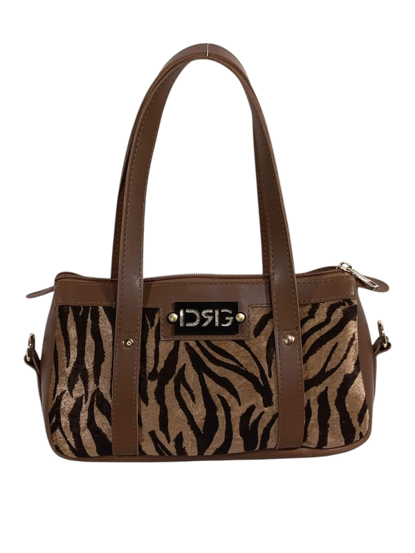 Zebra barrel shoulder bag brown-null