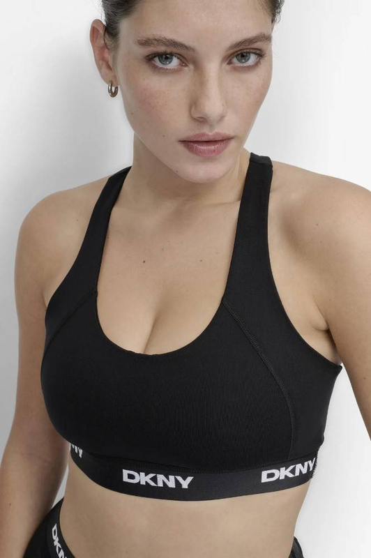 Product image: Dkny logo elastic scoop neck racerback bra-null