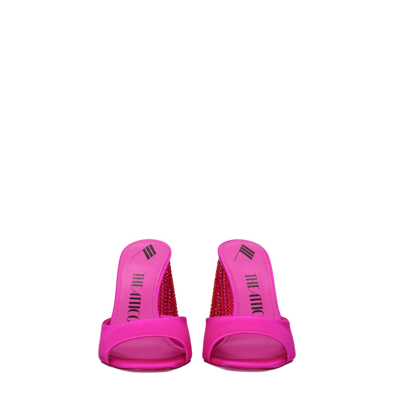 Pink satin platform sandals-null