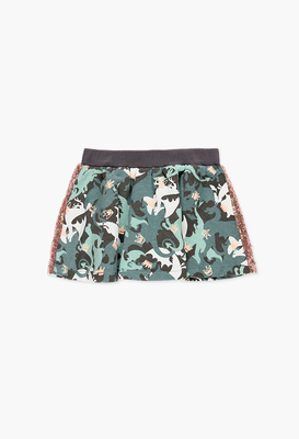 Fleece skirt stretch for girl, Print, medium