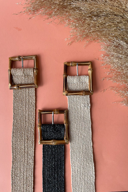 Bamboo buckle straw belt natural-null