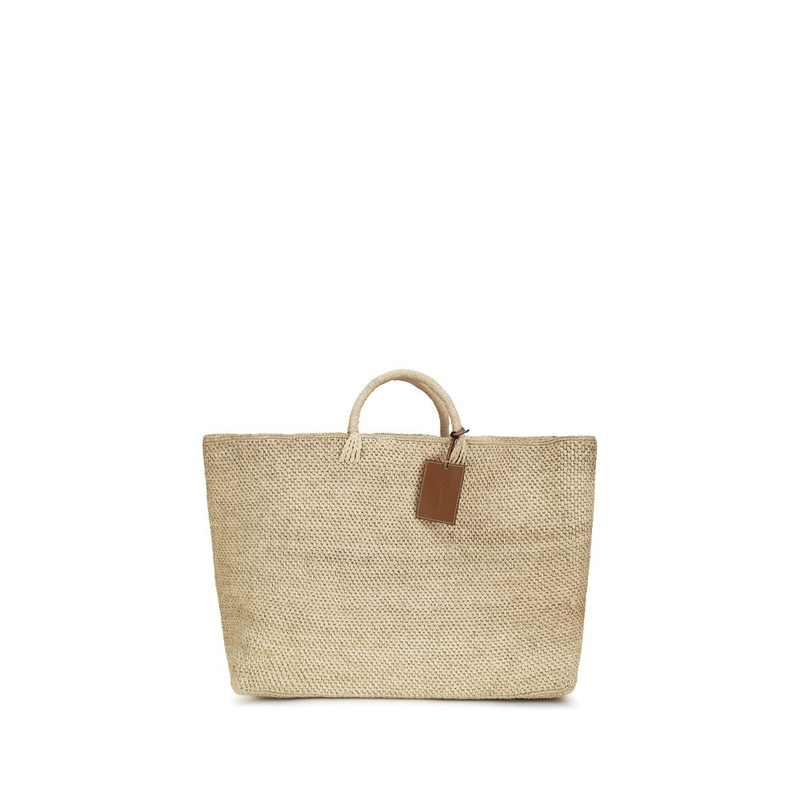 Beige raffia handbag-null