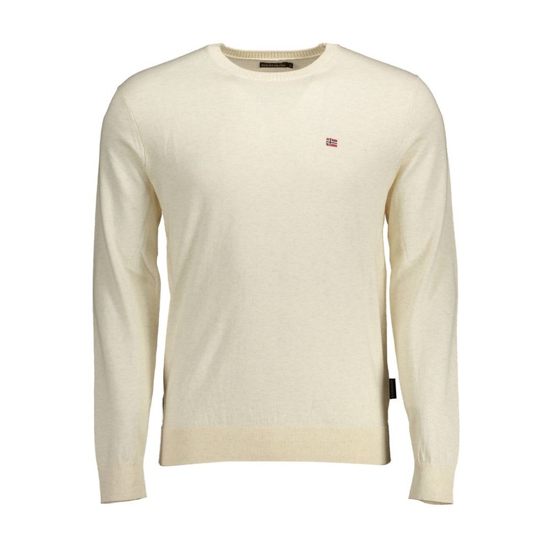 Beige cotton men's long sleeve shirt-null