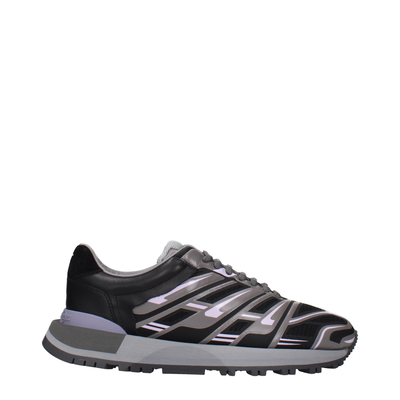 Black fabric athletic sneakers, Black, medium