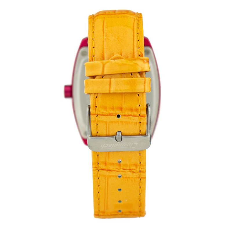 Orange leather dress watch-null