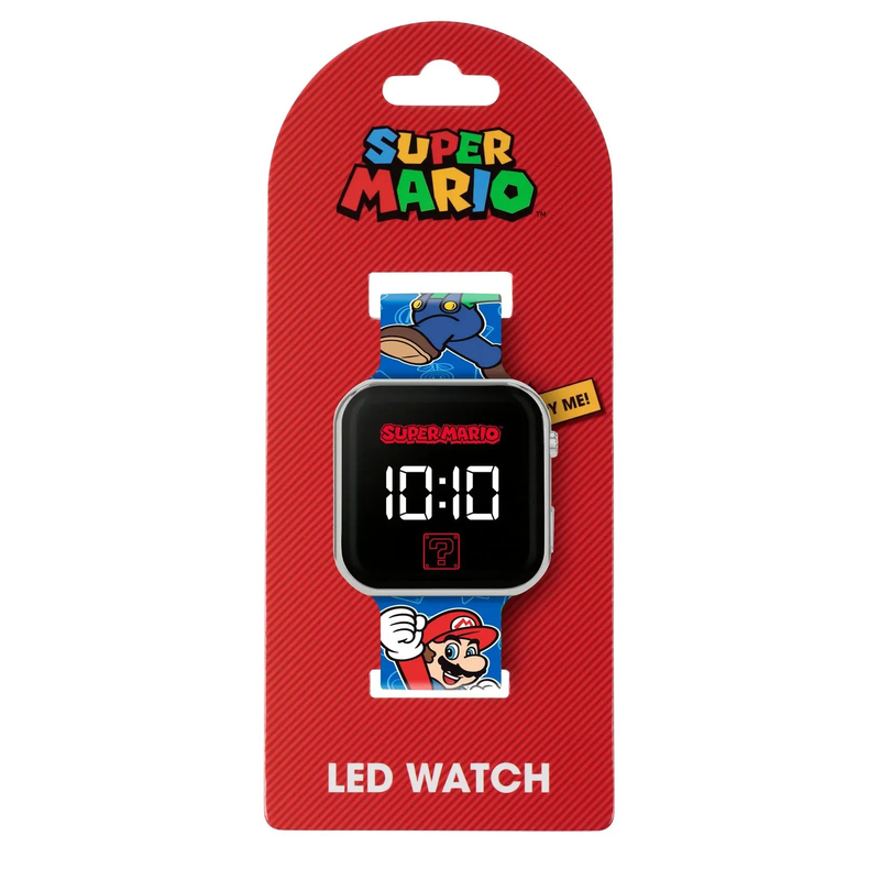 Super mario bros blue printed strap led digital watch, , medium-null