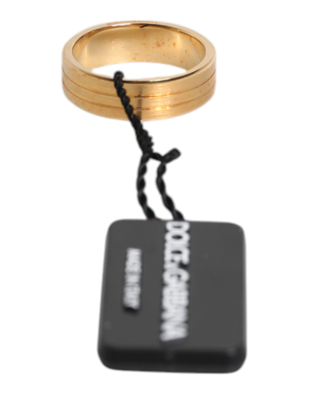 Gold tone brass red crystal dg logo ring-null