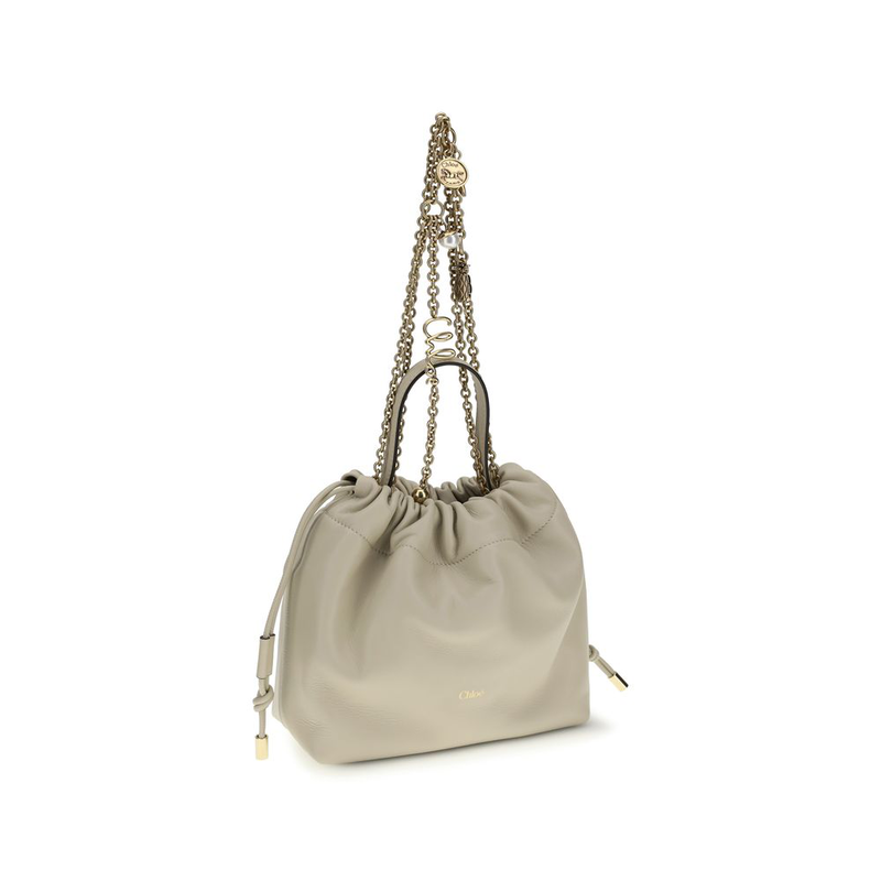 Beige lamb ovis aries aries shoulder bag-null