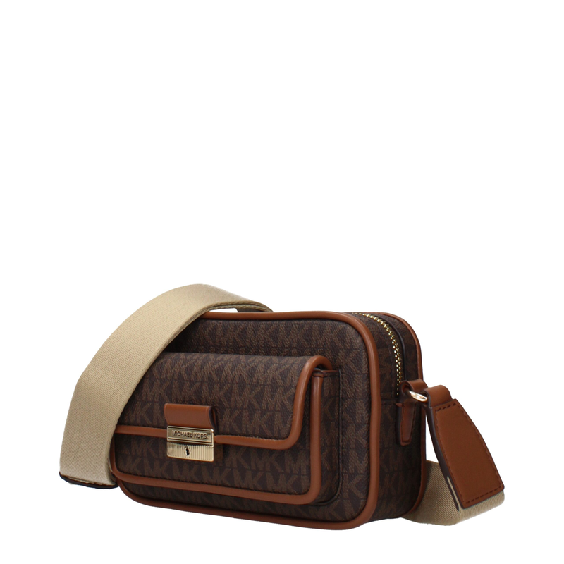 Brown fabric crossbody bag-null