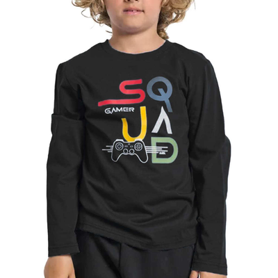 Bdtk boy's t-shirt ls, Black, medium