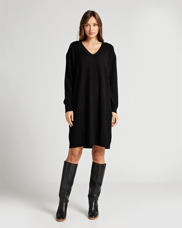 Knitted dress v neck image number null